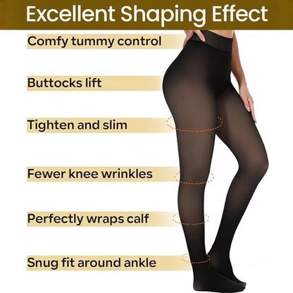 2-Pack Women's Thermal Leggings with Fleece Lining - High-Waisted Faux Sheer Tights - Lightweight - Extra Thick - Warm - Women's Leggings - Size M (110-140 lbs) - Image 2