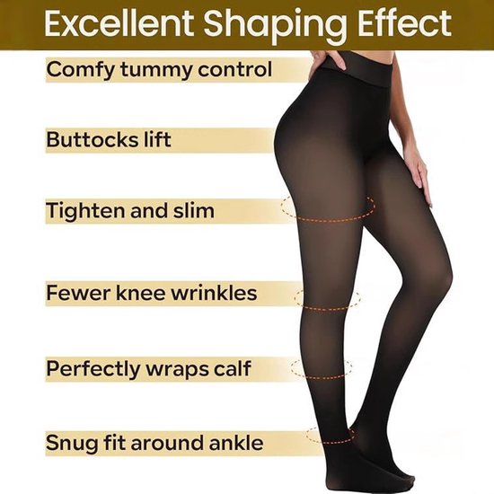 2-Pack Women's Thermal Leggings with Fleece Lining - High-Waisted Faux Sheer Tights - Lightweight - Extra Thick - Warm - Women's Leggings - Size XL (170-200 lbs) - Image 2