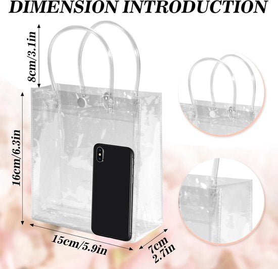 10-Pack Clear Gift Bags - with Handles - Mini Party Gift Bags - Clear Gift Bags, 5.9 x 6.29 Inches - Candy Bags - Gift Bags - Image 2