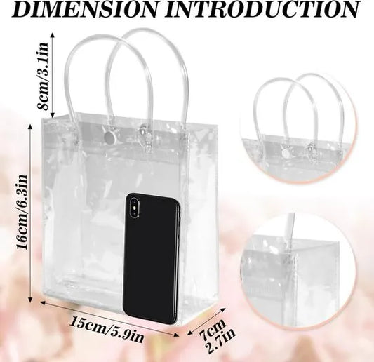 10-Pack Clear Gift Bags - with Handles - Mini Party Gift Bags - Clear Gift Bags, 5.9 x 6.29 Inches - Candy Bags - Gift Bags - Image 2