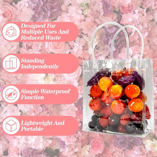 10-Pack Clear Gift Bags - with Handles - Mini Party Gift Bags - Clear Gift Bags, 5.9 x 6.29 Inches - Candy Bags - Gift Bags - Image 3