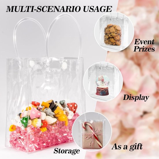 10-Pack Clear Gift Bags - with Handles - Mini Party Gift Bags - Clear Gift Bags, 5.9 x 6.29 Inches - Candy Bags - Gift Bags - Image 5