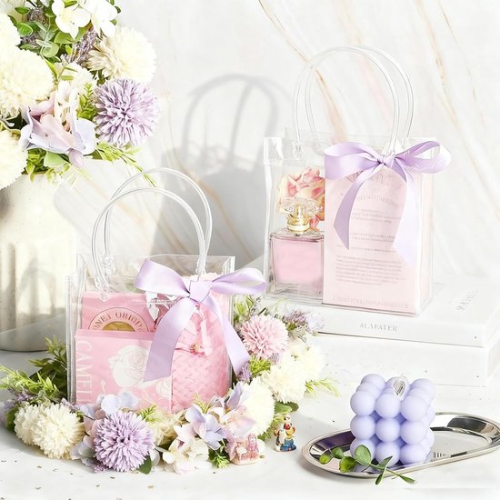 10-Pack Clear Gift Bags - with Handles - Mini Party Gift Bags - Clear Gift Bags, 5.9 x 6.29 Inches - Candy Bags - Gift Bags - Image 6