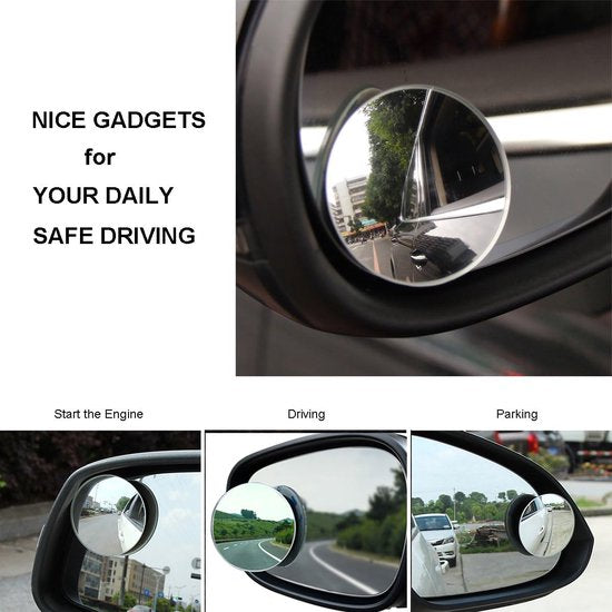 Blind Spot Mirrors - Round, frameless, 360° rotating mirror - Adjustable, high-resolution convex glass mirror - Maximizes rear visibility - Universal design - Suitable for cars, SUVs and trucks - Improves driving safety - Image 3