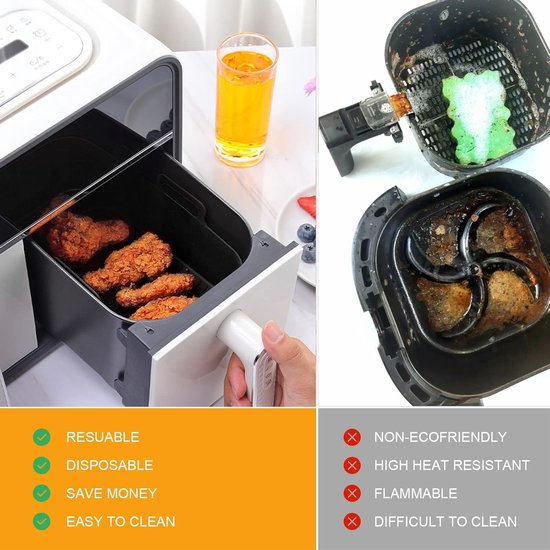 2-piece Airfryer accessory pads - Silicone Airfryer pads - Black - 19.5*16.5 cm - Image 2