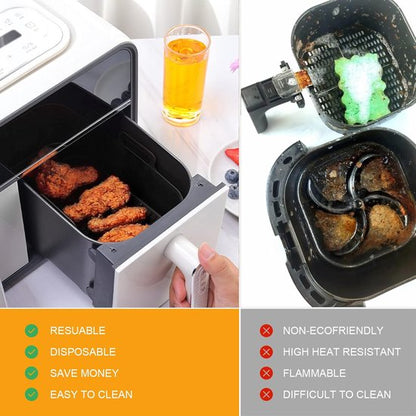 2-piece Airfryer accessory pads - Silicone Airfryer pads - Black - 19.5*16.5 cm - Image 2