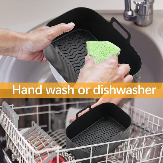 2-piece Airfryer accessory pads - Silicone Airfryer pads - Black - 19.5*16.5 cm - Image 3