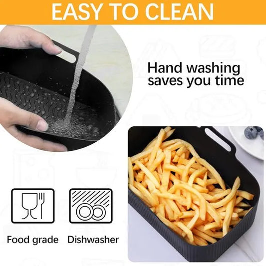 2-piece Airfryer accessory pads - Silicone Airfryer pads - Black - 19.5*16.5 cm - Image 4