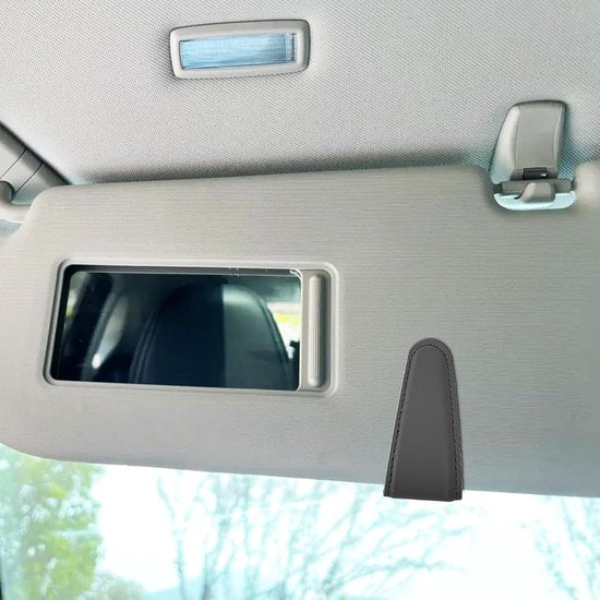 Car sun visor glasses holder - magnetic leather sunglasses holder - car sun visor accessories - bill holder (black) - Image 3
