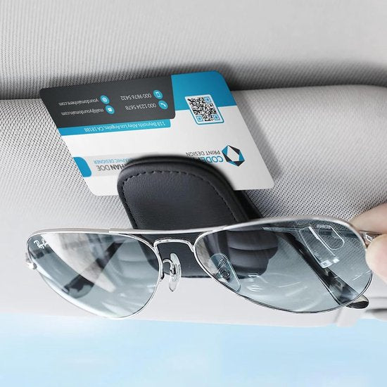 Car sun visor glasses holder - magnetic leather sunglasses holder - car sun visor accessories - bill holder (black) - Image 4