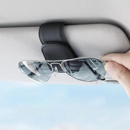 Car sun visor glasses holder - magnetic leather sunglasses holder - car sun visor accessories - bill holder (black) - Image 5