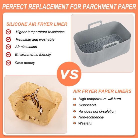 Two-piece air fryer accessory mat - silicone air fryer mat - gray - 19.5*16.5 cm - Image 2