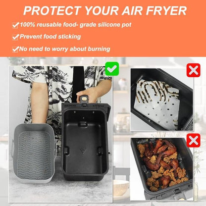 Two-piece air fryer accessory mat - silicone air fryer mat - gray - 19.5*16.5 cm - Image 3