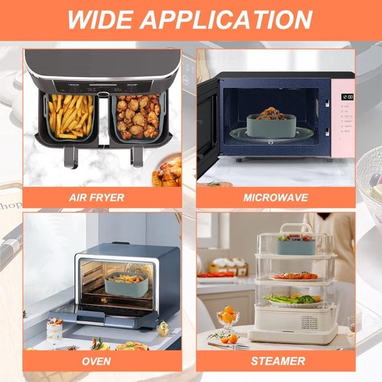 Two-piece air fryer accessory mat - silicone air fryer mat - gray - 19.5*16.5 cm - Image 6