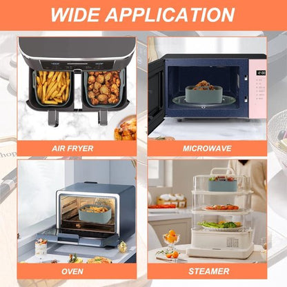 Two-piece air fryer accessory mat - silicone air fryer mat - gray - 19.5*16.5 cm - Image 6