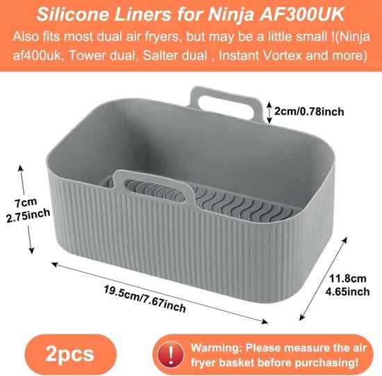 Two-piece air fryer accessory mat - silicone air fryer mat - gray - 19.5*16.5 cm - Image 7