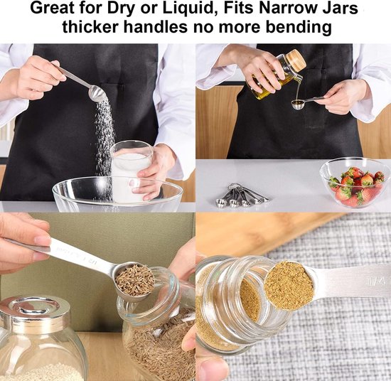 Set of 6 stainless steel measuring spoons - Includes teaspoon, tablespoon and measuring spoon - Suitable for liquids and dry ingredients - Kitchen and baking utensils - Can be stored in spice jars - Image 4