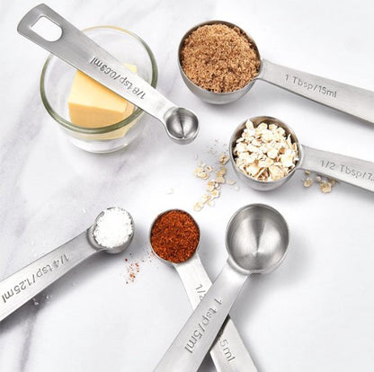 Set of 6 stainless steel measuring spoons - Includes teaspoon, tablespoon and measuring spoon - Suitable for liquids and dry ingredients - Kitchen and baking utensils - Can be stored in spice jars - Image 5