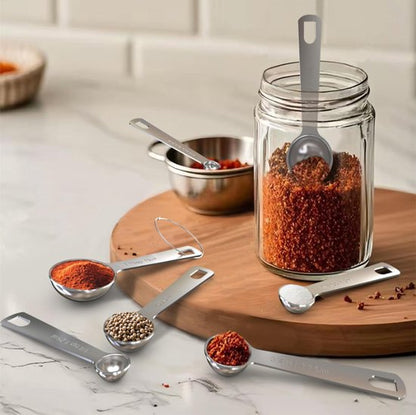 Set of 6 stainless steel measuring spoons - Includes teaspoon, tablespoon and measuring spoon - Suitable for liquids and dry ingredients - Kitchen and baking utensils - Can be stored in spice jars - Image 6