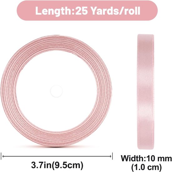 Gift Wrap - 22m Pink Satin Ribbon - 10mm Wide - Suitable for gift wrapping, Valentine's Day decorations, thick fabrics - handmade and wedding decorations - Image 6