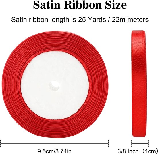 Gift Wrap - 22m Long Red Satin Ribbon - 10mm Wide - Suitable for Gift Wrapping, Valentine's Day Decorations, Heavy Fabrics - Handmade and Wedding Decorations - Image 6