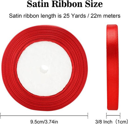 Gift Wrap - 22m Long Red Satin Ribbon - 10mm Wide - Suitable for Gift Wrapping, Valentine's Day Decorations, Heavy Fabrics - Handmade and Wedding Decorations - Image 6