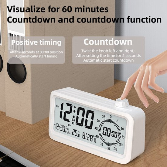 Visual alarm clock - Timer - Three alarms - Backlight - Two displays - Countdown function - Timer reminder for children - White - Image 2
