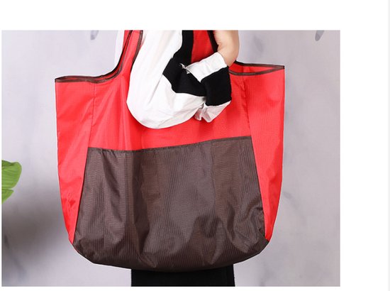 Portable foldable shopping bag - storage bag - supermarket bag - large Oxford cloth bag - eco-friendly bag - red - Image 2