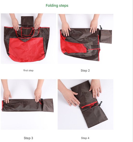 Portable foldable shopping bag - storage bag - supermarket bag - large Oxford cloth bag - eco-friendly bag - red - Image 3