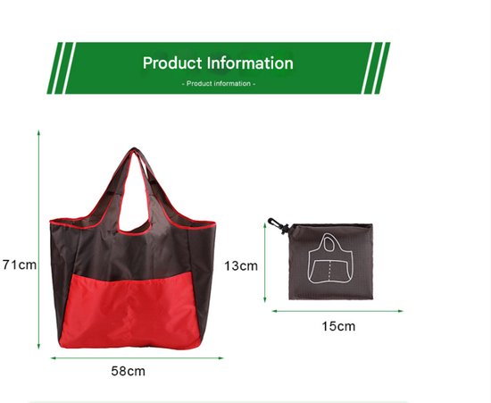 Portable foldable shopping bag - storage bag - supermarket bag - large Oxford cloth bag - eco-friendly bag - red - Image 4
