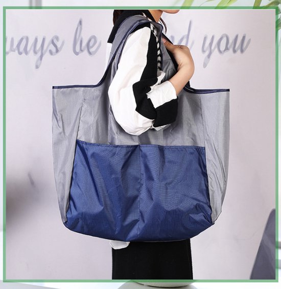 Portable foldable shopping bag - storage bag - supermarket bag - large Oxford cloth bag - eco-friendly bag - blue - Image 3