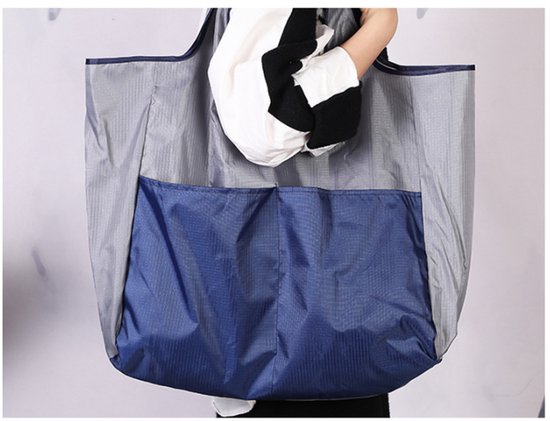 Portable foldable shopping bag - storage bag - supermarket bag - large Oxford cloth bag - eco-friendly bag - blue - Image 4