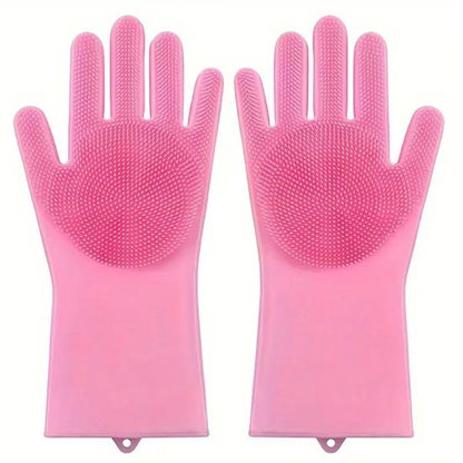 Dishwashing gloves - silicone gloves - gloves - dishwashing - kitchen gloves - rubber dishwashing gloves - dishwashing gloves - frost-resistant gloves - pink