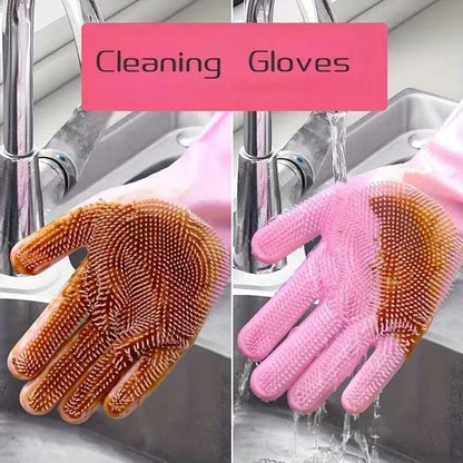 Dishwashing gloves - silicone gloves - gloves - dishwashing - kitchen gloves - rubber dishwashing gloves - dishwashing gloves - frost-resistant gloves - pink - Image 2