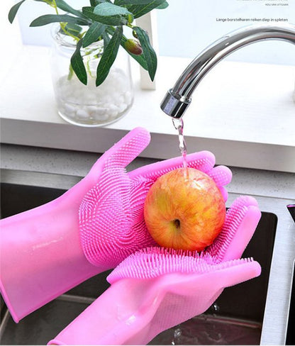 Dishwashing gloves - silicone gloves - gloves - dishwashing - kitchen gloves - rubber dishwashing gloves - dishwashing gloves - frost-resistant gloves - pink - Image 3