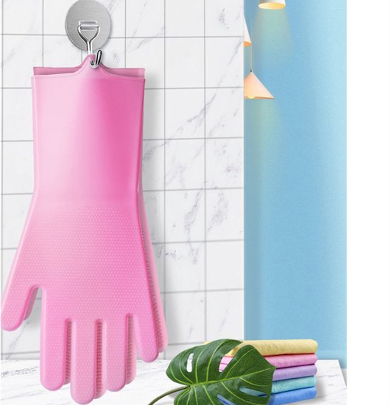 Dishwashing gloves - silicone gloves - gloves - dishwashing - kitchen gloves - rubber dishwashing gloves - dishwashing gloves - frost-resistant gloves - pink - Image 4