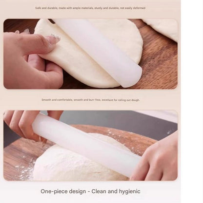 Rolling pin and dough cutter (2-piece) - 33 cm long - White - Diameter 3.5 cm - Suitable for baking - Can be used to roll out puff pastry, pie crusts or cookie dough - Smooth and easy-to-clean surface - Mould-resistant rolling pin - Image 2