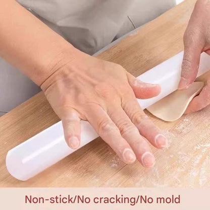 Rolling pin and dough cutter (2-piece) - 33 cm long - White - Diameter 3.5 cm - Suitable for baking - Can be used to roll out puff pastry, pie crusts or cookie dough - Smooth and easy-to-clean surface - Mould-resistant rolling pin - Image 4