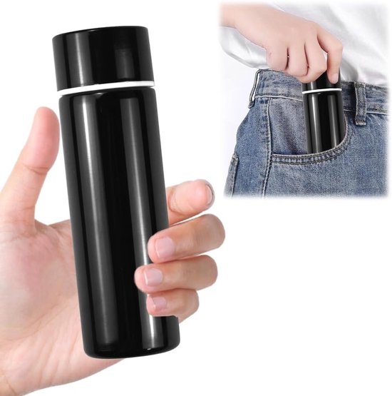 Miniature Thermos Flask 150ml - Mini Stainless Steel Thermos Flask - Sealed Travel Flask - Portable Coffee Mug - Mini Hot Water Bottle - Thermos Flask for Ice Cold Drinks - Black