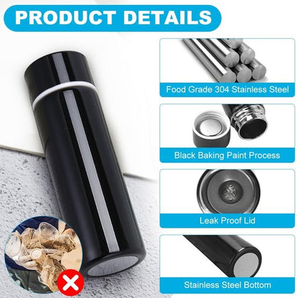 Miniature Thermos Flask 150ml - Mini Stainless Steel Thermos Flask - Sealed Travel Flask - Portable Coffee Mug - Mini Hot Water Bottle - Thermos Flask for Ice Cold Drinks - Black - Image 5