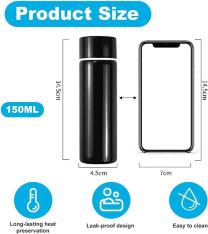 Miniature Thermos Flask 150ml - Mini Stainless Steel Thermos Flask - Sealed Travel Flask - Portable Coffee Mug - Mini Hot Water Bottle - Thermos Flask for Ice Cold Drinks - Black - Image 6