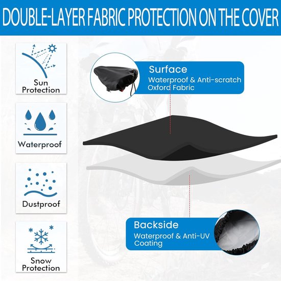 Bicycle saddle cover - Waterproof saddle cover - Rainproof saddle cover - Waterproof bicycle saddle cover with drawstring - Outdoor saddle cover - Bicycle accessories - Universal - Rain and dustproof - 24*27 cm - Black - Image 2