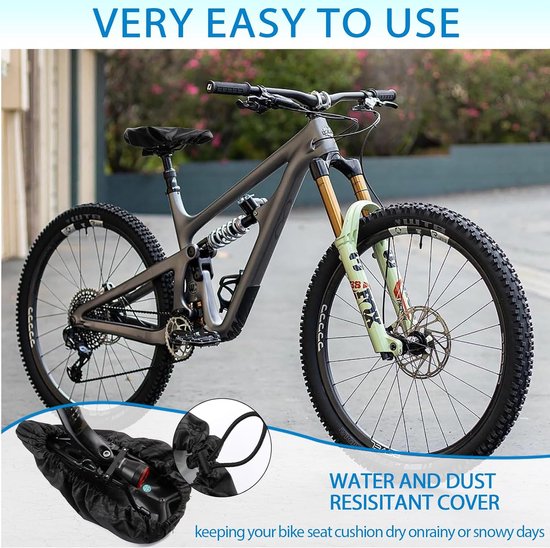 Bicycle saddle cover - Waterproof saddle cover - Rainproof saddle cover - Waterproof bicycle saddle cover with drawstring - Outdoor saddle cover - Bicycle accessories - Universal - Rain and dustproof - 24*27 cm - Black - Image 5