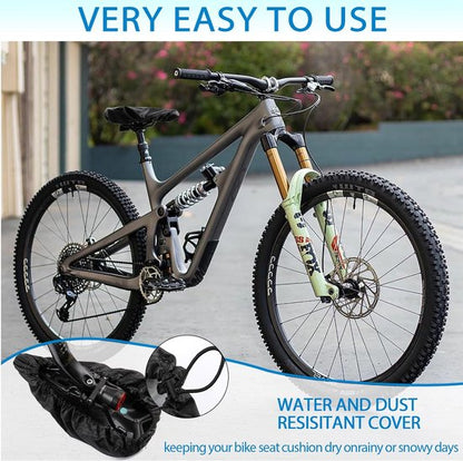 Bicycle saddle cover - Waterproof saddle cover - Rainproof saddle cover - Waterproof bicycle saddle cover with drawstring - Outdoor saddle cover - Bicycle accessories - Universal - Rain and dustproof - 24*27 cm - Black - Image 5