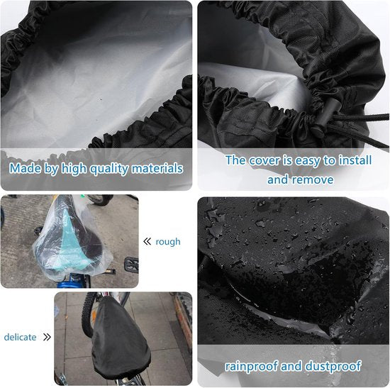 Bicycle saddle cover - Waterproof saddle cover - Rainproof saddle cover - Waterproof bicycle saddle cover with drawstring - Outdoor saddle cover - Bicycle accessories - Universal - Rain and dustproof - 24*27 cm - Black - Image 7