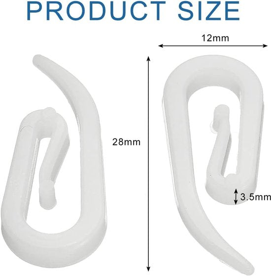 100 curtain hooks - G-shaped reinforced curtain hooks - White - For shower windows - Curtain accessories - Image 2