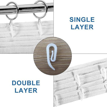 100 curtain hooks - G-shaped reinforced curtain hooks - White - For shower windows - Curtain accessories - Image 4