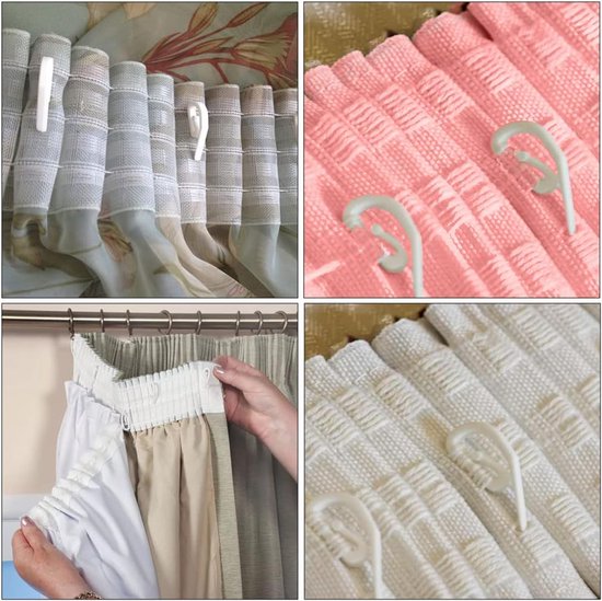 100 curtain hooks - G-shaped reinforced curtain hooks - White - For shower windows - Curtain accessories - Image 5