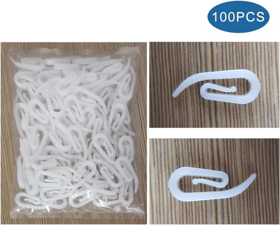 100 curtain hooks - G-shaped reinforced curtain hooks - White - For shower windows - Curtain accessories - Image 6