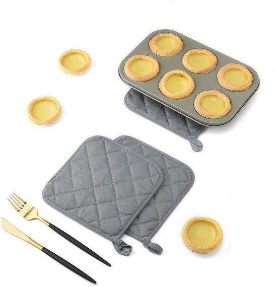 4-Piece Heat Insulation Mat Made of Pure Cotton - Silver Coated - Oil-Repellent - Heat Insulation Mat - Baking Towel - Pot Holder - Kitchen Oven Household Heat-Resistant Anti-Scald Placemat - Image 2
